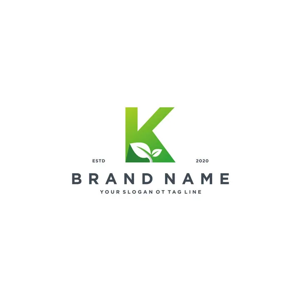 leaf letter K logo design vector template