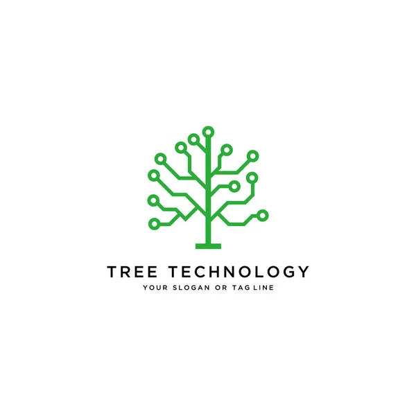 Baum Technologie Logo Design Vektor Vorlage — Stockvektor