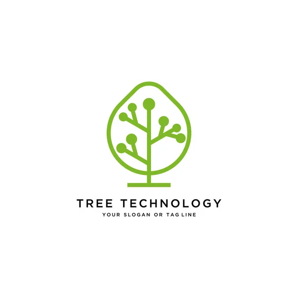 Drzewo Technologia Logo Projektowanie Wektor Szablon — Wektor stockowy