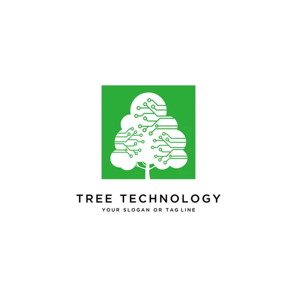 Baum Technologie Logo Design Vektor Vorlage — Stockvektor