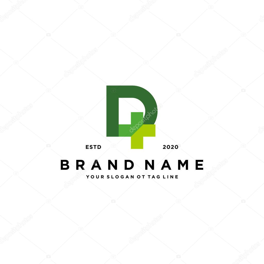 Letter D cross plus hospital medical logo design vector template