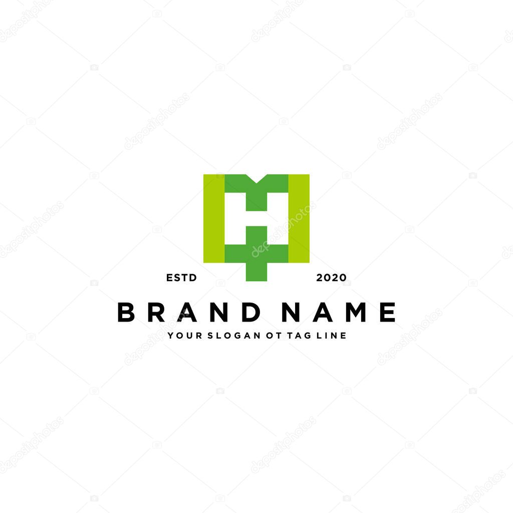 Letter H cross plus hospital medical logo design vector template