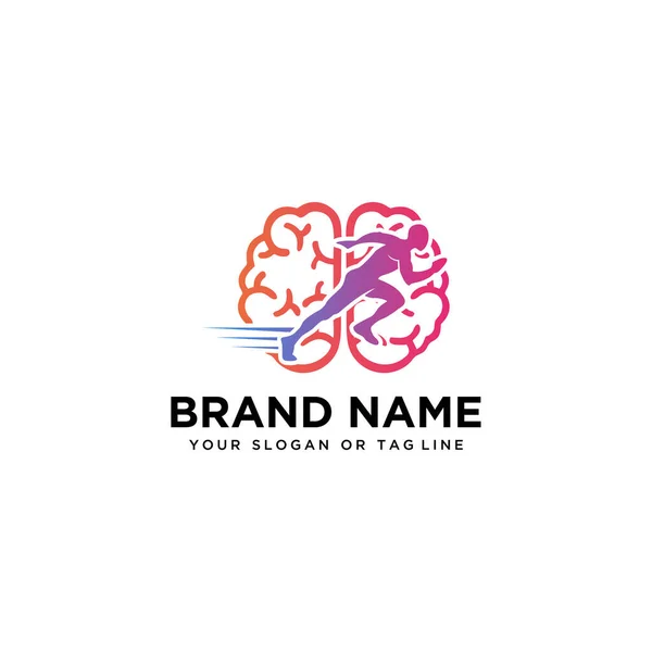 Beyin Tasarımı Logosu Insan Çalışan Vektör Şablonu — Stok Vektör