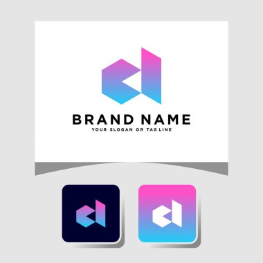 Renkli logo dizayn harfi D vektör şablonu