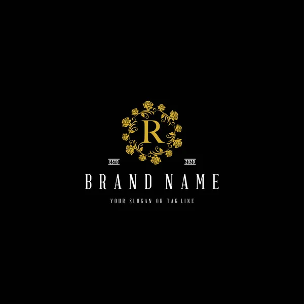 logo design flower rose luxury black gold vector template