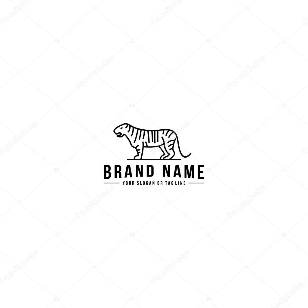 Tiger monoline logo design vector template