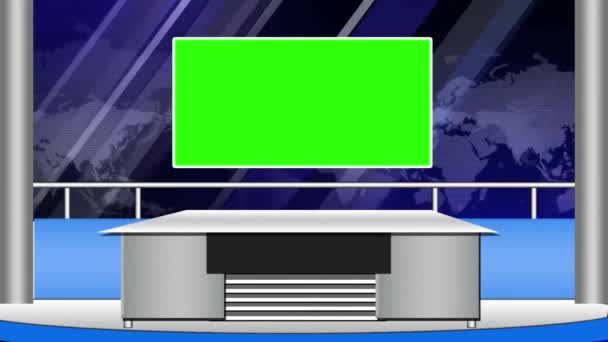 虚拟新闻演播室设置绿色屏幕 — 图库视频影像