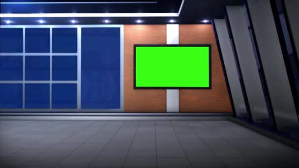 Virtual News Studio Set Tela Verde — Vídeo de Stock