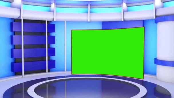 Virtual News Studio Set Green Screen — Stock Video