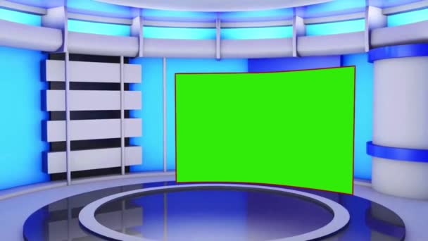 Virtual News Studio Ustaw Zielony Ekran — Wideo stockowe