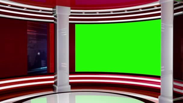 Virtuelle News Studio Set Green Screen — Stockvideo