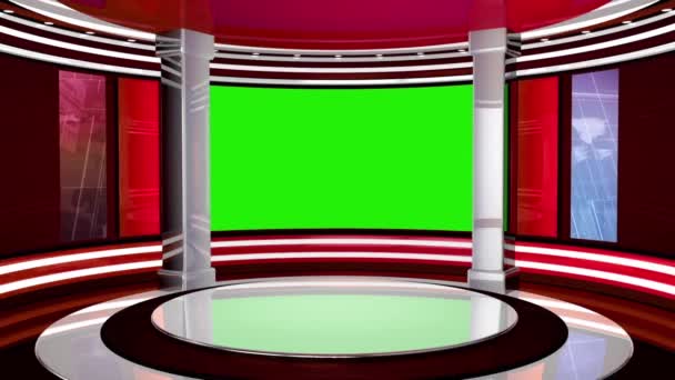 Virtual News Studio Set Pantalla Verde — Vídeos de Stock