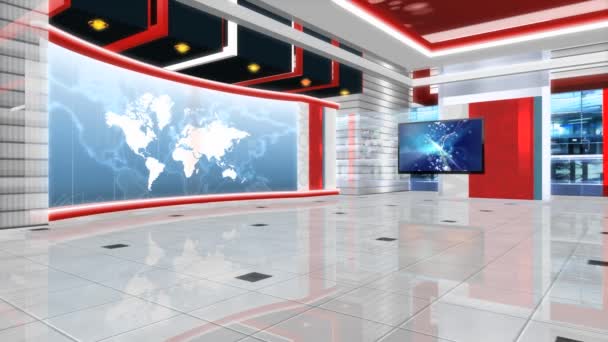 Virtual Red News Studio Set Sfondo — Video Stock