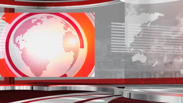 Virtual Red News Studio Set Sfondo — Video Stock