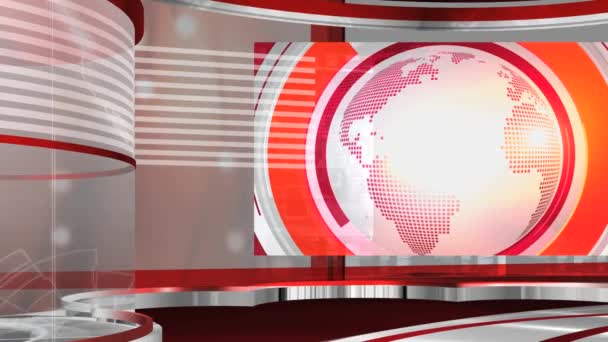 Virtuelle Red News Studio Set Hintergrund — Stockvideo