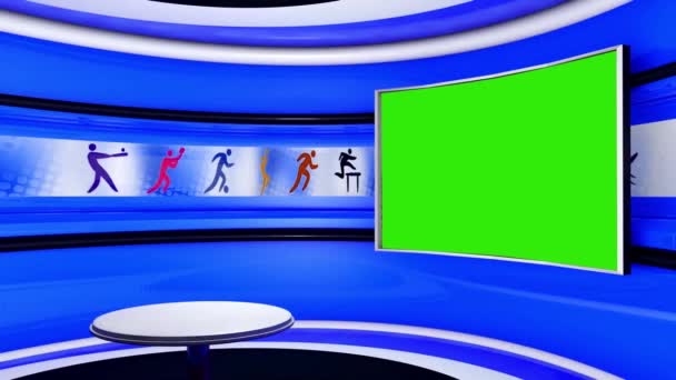 Virtual Sports Studio Set Tela Verde — Vídeo de Stock