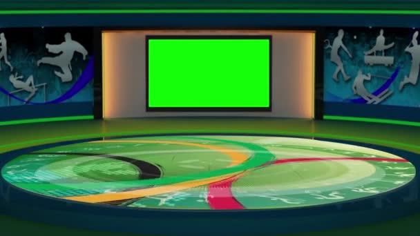 Virtual Sports Studio Set Tela Verde — Vídeo de Stock