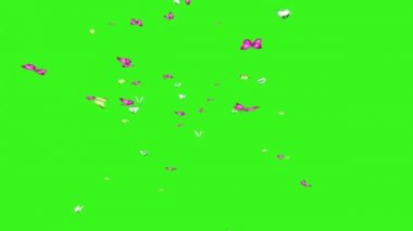 Yeşil Ekranda Uçan Kelebek Sürüsü