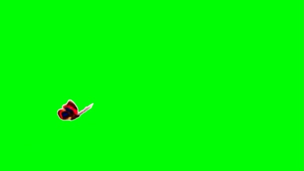 Motyl Latający Zielonym Ekranie — Wideo stockowe