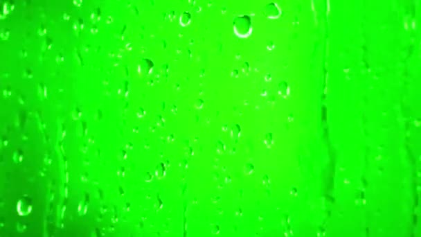 Cam Pencere Düşen Yağmur Damlaları Yeşil Ekran — Stok video
