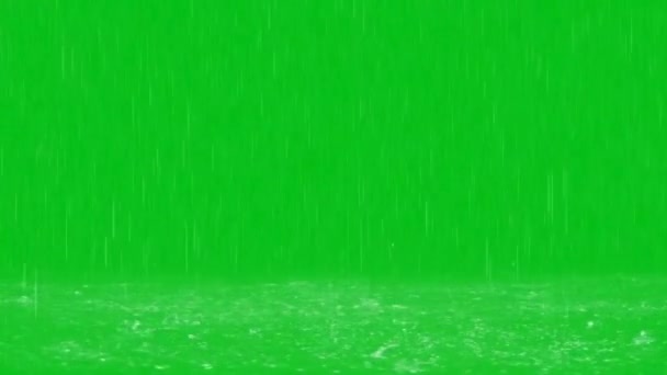 Dešťové Kapky Padají Zelenou Obrazovku — Stock video