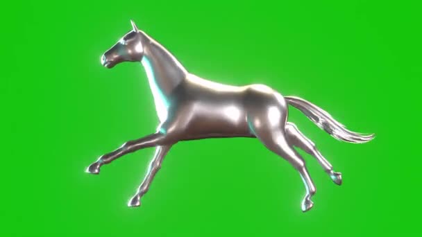 Caballo Plata Corriendo Pantalla Verde — Vídeos de Stock