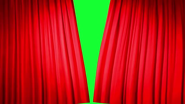 Rode Gordijn Opening Groen Scherm — Stockvideo