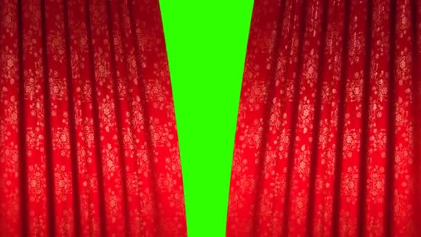 Красный Занавес Зеленом Экране — стоковое видео
