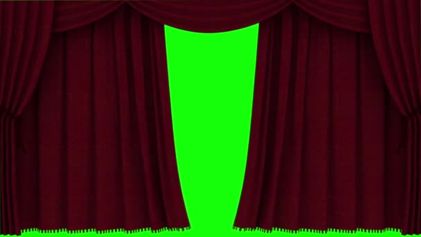 Yeşil Ekranda Kırmızı Perde Açılıyor — Stok video