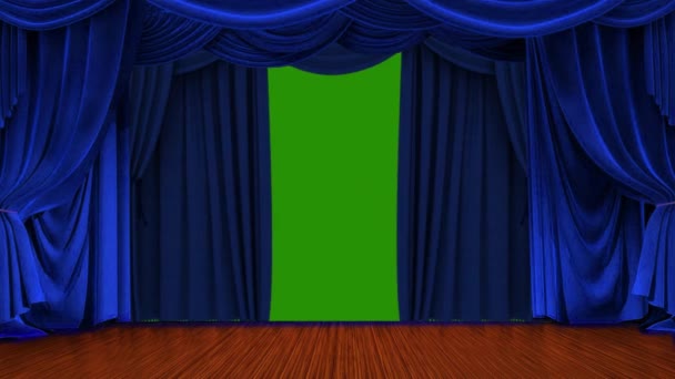 Cortina Azul Pantalla Verde Etapa Del Teatro — Vídeos de Stock