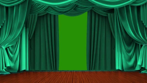 Cortina Verde Escenario Del Teatro Pantalla Verde — Vídeo de stock