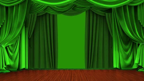 Rideau Vert Sur Scène Théâtre Écran Vert — Video