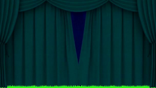 Зелена Завіса Відкривається Зеленому Екрані — стокове відео