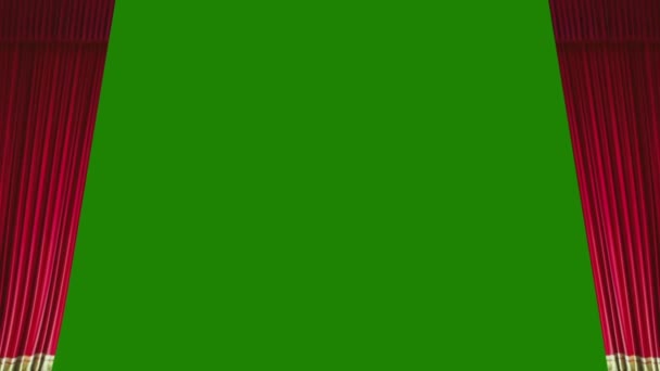 Cierre Cortina Roja Pantalla Verde — Vídeo de stock