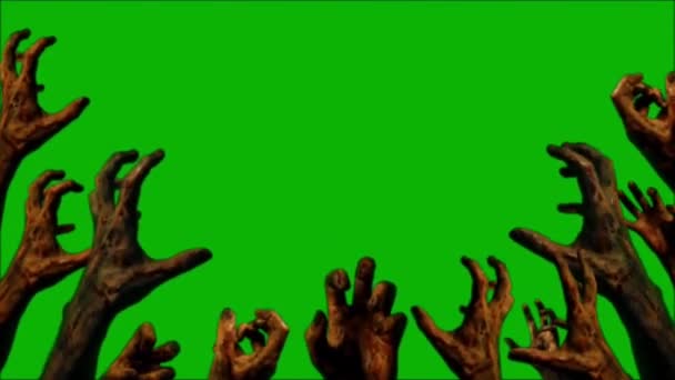 Zombie Mãos Tela Verde — Vídeo de Stock