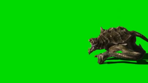 Monster Attacking Green Screen — Stock Video