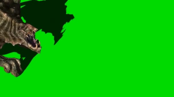 Monster Attacking Green Screen — Stock Video