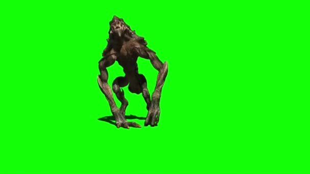 Potwór Ryczący Zielonym Ekranie — Wideo stockowe