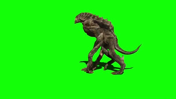 Monster Brüllen Auf Der Grünen Leinwand — Stockvideo