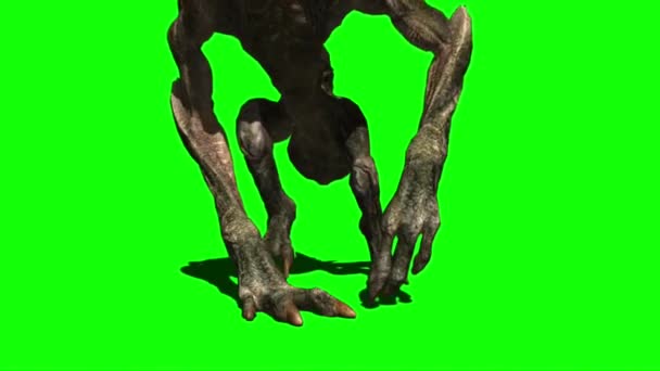 在绿色屏幕上咆哮的怪兽 — 图库视频影像