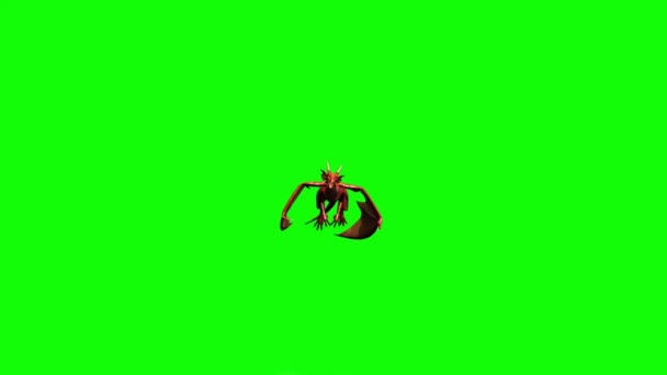 Fire Breathing Dragon Flying Green Screen — Stock video