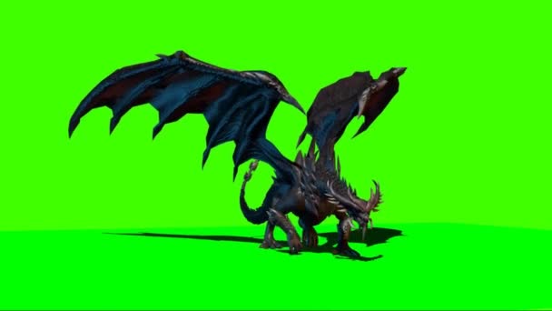 Dragon Walking Auf Grünem Bildschirm — Stockvideo