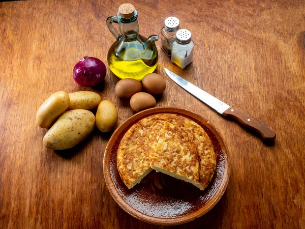 Comida Tradicional Española Base Huevos Patatas Cebollas — Foto de Stock