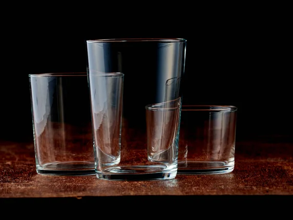 Siluetas Grupo Vasos Cristal Vacíos — Foto de Stock