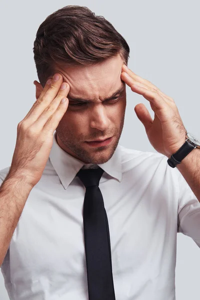 Businessman Terrible Headache Pain Studio — Stock Photo, Image