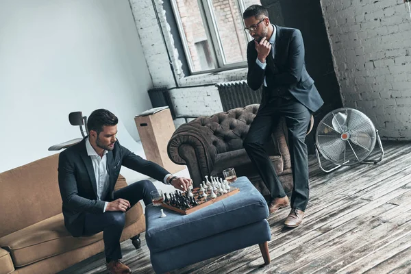 Businessmen Formal Wear Playing Chess Modern Flat — Stock Photo, Image