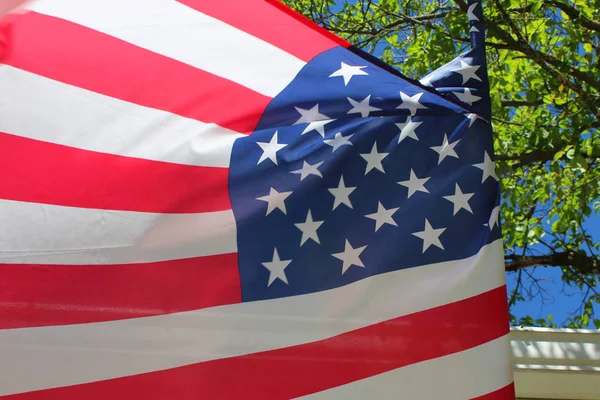 Bandera Americana Soplando Viento — Foto de Stock