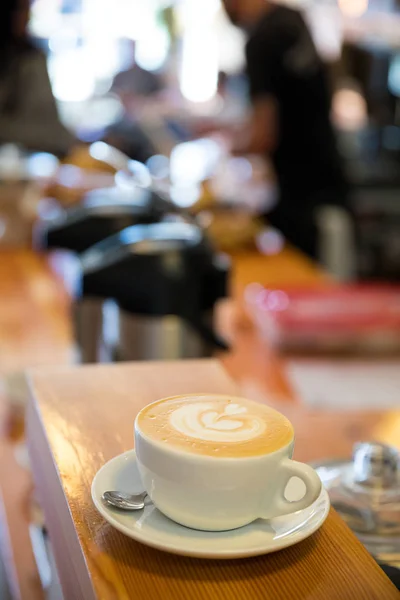 Cafe Latte at Coffee Shop with Great Foam from a Talented Barist — Stock Photo, Image