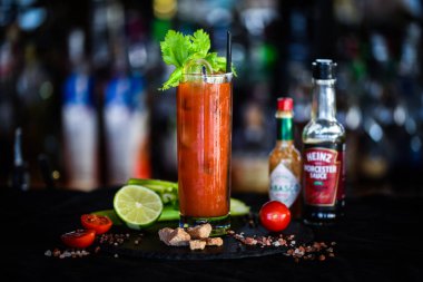 bloody mary cocktail with fresh ingredients  clipart