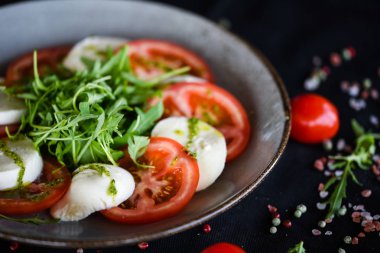 dliciouse italian dish - tasty caprese salad with fresh ingredients  clipart